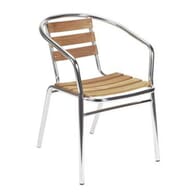 Aluminum and Teak Stackable Patio Arm Chair