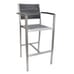 Aluminum Frame Outdoor Restaurant Bar Stool With Silver Synthetic Teak Slats With Arms (Front)