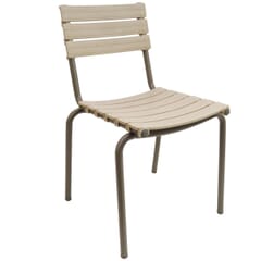 Stackable Restaurant Chair with Molded Resin Seat and Back in Cream