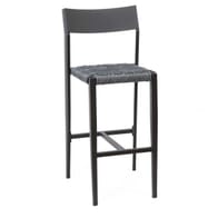 Indoor/Outdoor Restaurant Barstool with Rope Styled Seat in Grey 