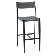 Isola Indoor/Outdoor Commercial Barstool with Rope Styled Seat in Grey