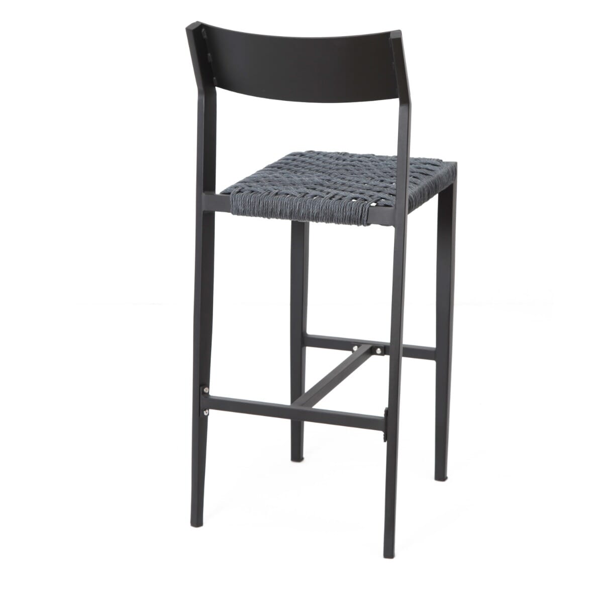 Isola Indoor/Outdoor Commercial Barstool with Rope Styled Seat in Grey