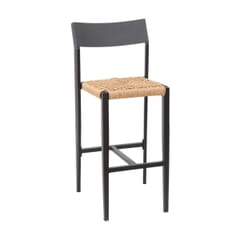 Isola Indoor/Outdoor Commercial Barstool with Rope Styled Seat in Tan