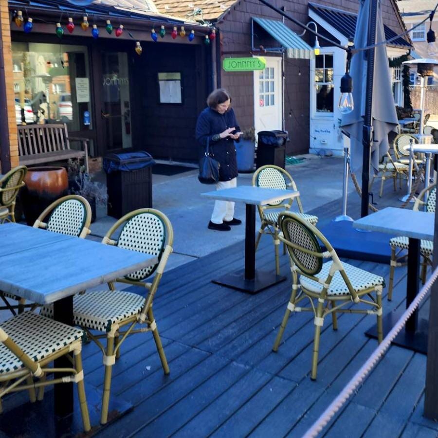 Aluminum Bamboo Look Stackable Chair in Natural