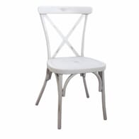 Antique-Look Stackable Cross-Back Indoor/Outdoor Chair in White 