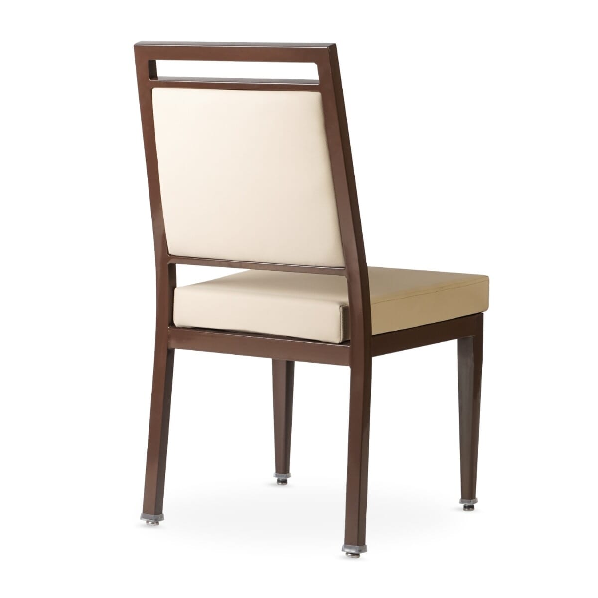 Atticus Prefabricated Beige Vinyl Banquet Chair in Walnut Finish