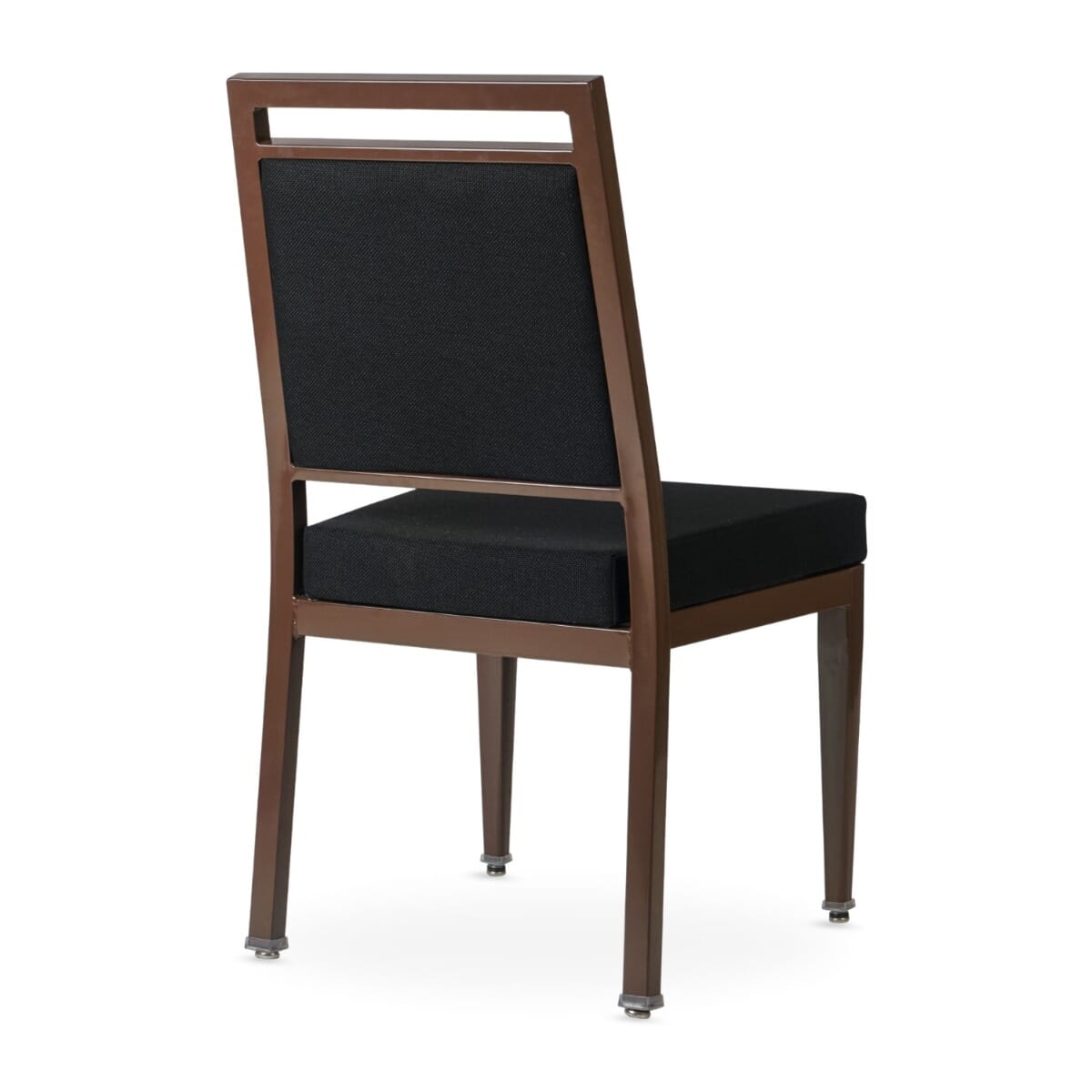 Atticus Prefabricated Brown Steel Frame Banquet Chair with Black Fabric Upholstery
