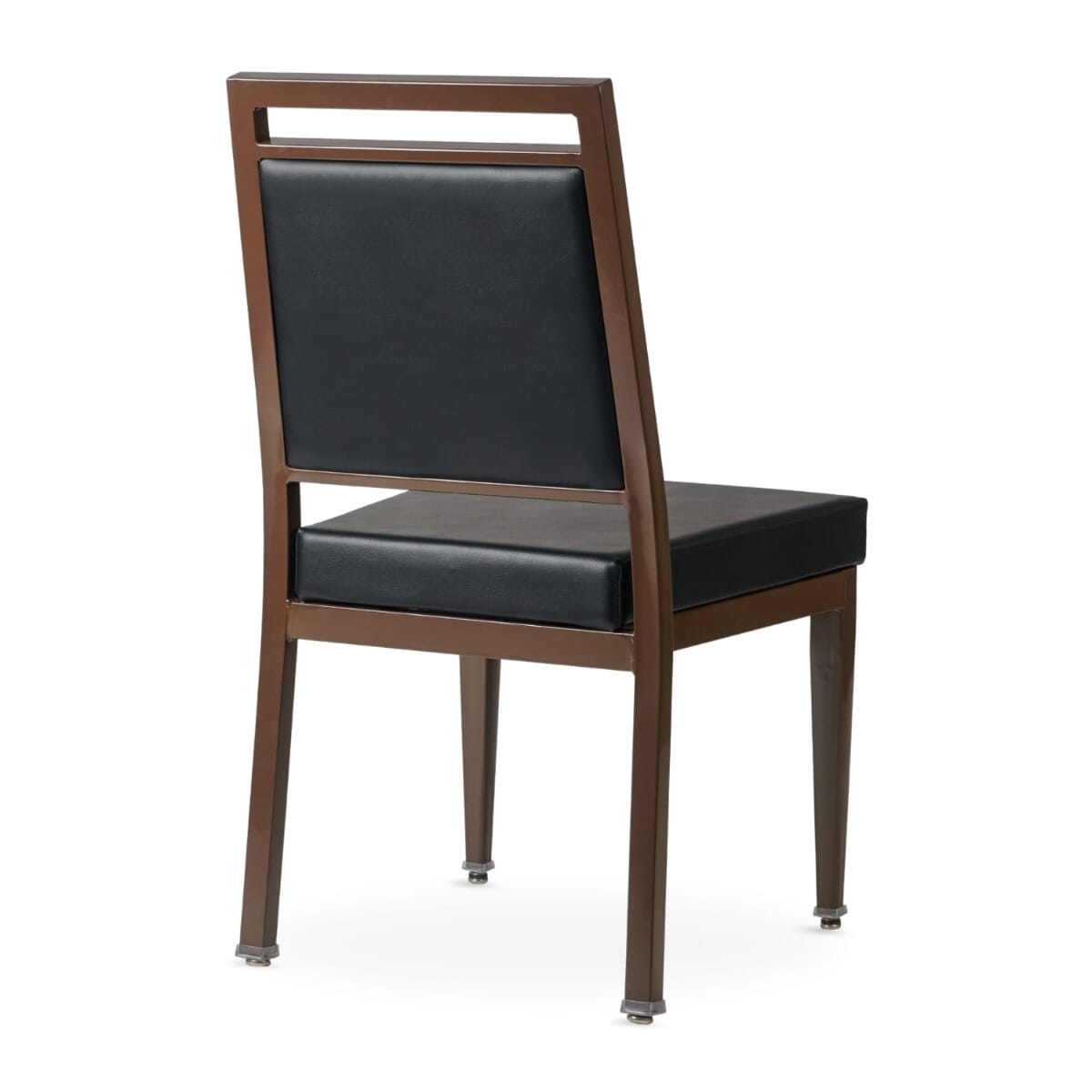 Atticus Prefabricated Brown Steel Frame Banquet Chair in Black Vinyl