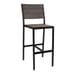 Aluminum Frame Outdoor Restaurant Bar Stool With Brushed Brown Synthetic Teak Slats