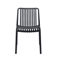 Striped Seat and Back Stackable Outdoor Resin Chair in Black 