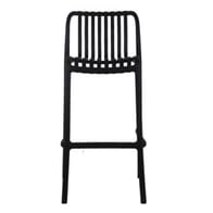 Striped Seat and Back Resin Outdoor Bar Stool in Black 