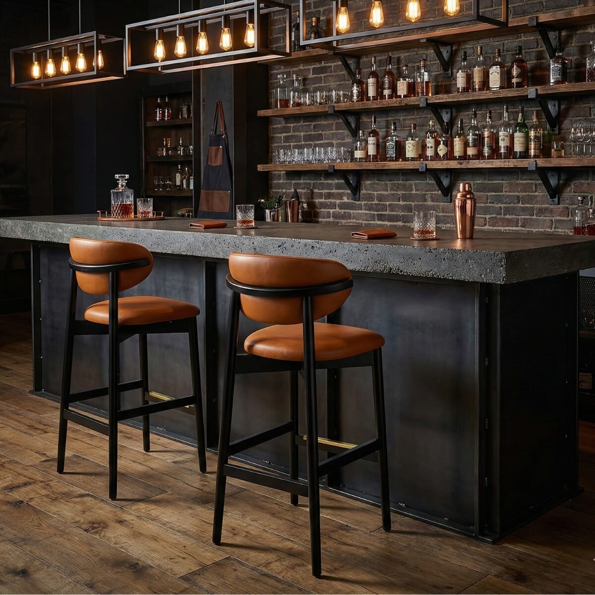 Ruby Modern Black Finish Wood Restaurant Bar Stool