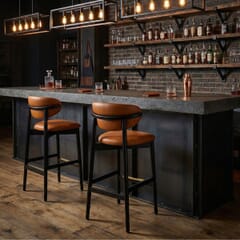 Ruby Modern Black Finish Wood Restaurant Bar Stool