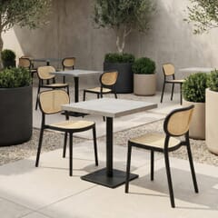 Indoor/Outdoor Resin Restaurant Chair with Mesh Design