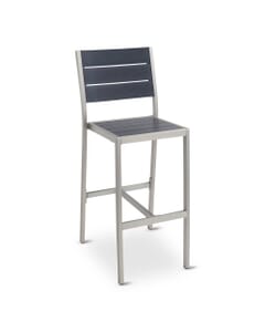 Aluminum Frame Outdoor Restaurant Bar Stool With Pewter Synthetic Teak Slats (Front)