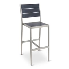 Aluminum Frame Outdoor Restaurant Bar Stool With Black Synthetic Teak Slats