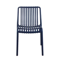 Striped Seat and Back Stackable Outdoor Resin Chair in Blue 