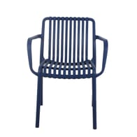 Stackable Indoor/Outdoor Arm Resin Chair With Striped Seat and Back in Blue