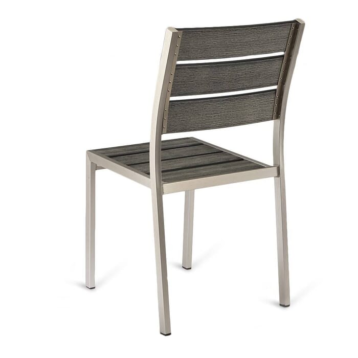 Aluminum Frame Outdoor Restaurant Chair With Pewter Synthetic Teak Slats - Synthetic Teak Patio Furniture Aluminum Frame Outdoor Restaurant Chair With Pewter Synthetic Teak Slats - Synthetic Teak Patio Furniture