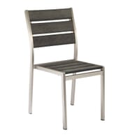 Aluminum Frame Stackable Outdoor Restaurant Chair With Pewter Synthetic Teak Slats