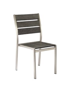 Aluminum Frame Outdoor Restaurant Chair With Pewter Synthetic Teak Slats (Front)