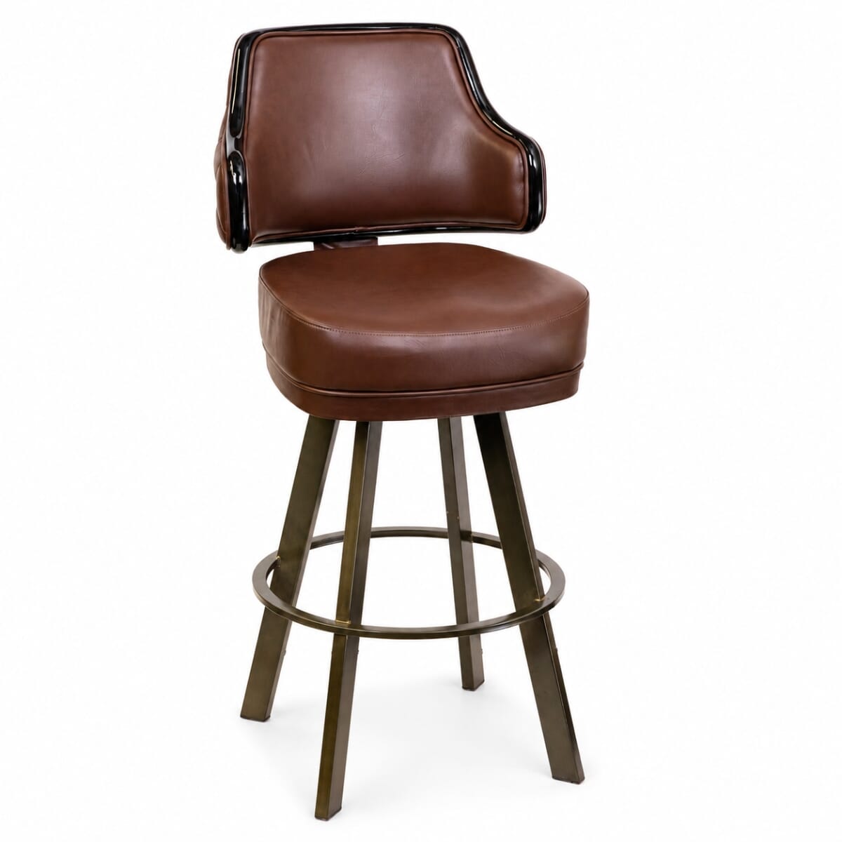 Quilted Button-Back Bar Stool with Rust-Finished Steel Base