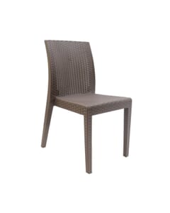 Curved-Back Cappuccino Synthetic Wicker Restaurant Chair - Front View
