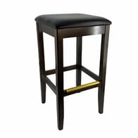 Backless Walnut Wood Morgan Restaurant  Bar Stool with Upholstered Seat