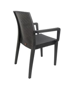 Curved-Back Charcoal Wicker Look Resin Chair with Arms