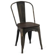 Lot of 11 - Stackable Indoor Steel Chair With Solid Wood in Walnut - Aged Copper Steel Eiffel