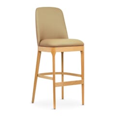 Custom Upholstered Townsend Wood Commercial Dining Bar Stool in Natural Finish