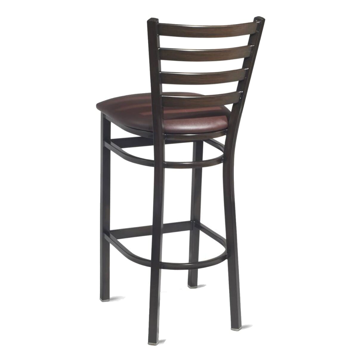 Metal Ladderback Barstool in Dark Mahogany