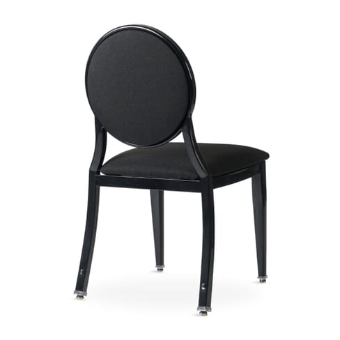 Elio Prefabricated Black Steel Frame Banquet Chair with Black Fabric