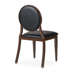 Elio Prefabricated Brown Steel Frame Banquet Chair with Black Vinyl