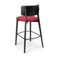 Solid Wood Fully Upholstered Restaurant Bar Stool in Black