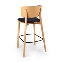 Solid Wood Fully Upholstered Restaurant Bar Stool in Natural