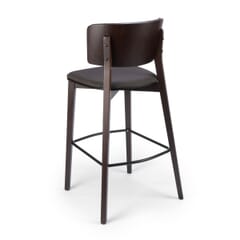 Solid Wood Fully Upholstered Restaurant Bar Stool in Walnut