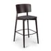 Solid Wood Upholstered Restaurant Bar Stool with Wood Back in Walnut