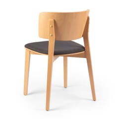 Solid Wood Upholstered Restaurant Chair with Wood Back in Natural