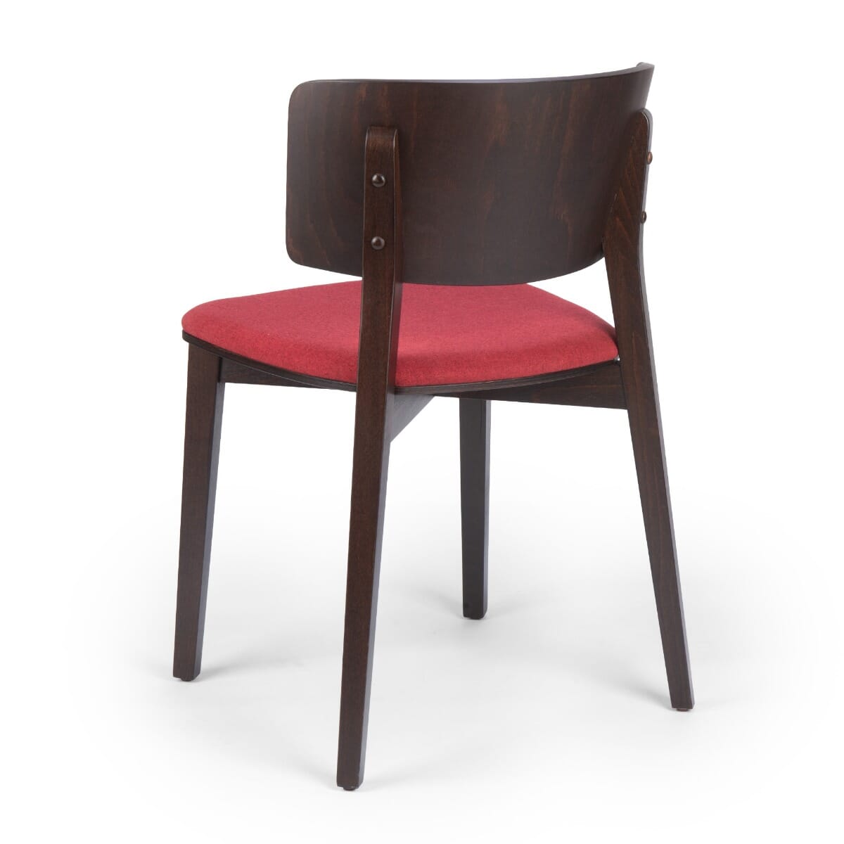 Solid Wood Upholstered Restaurant Chair with Wood Back in Walnut