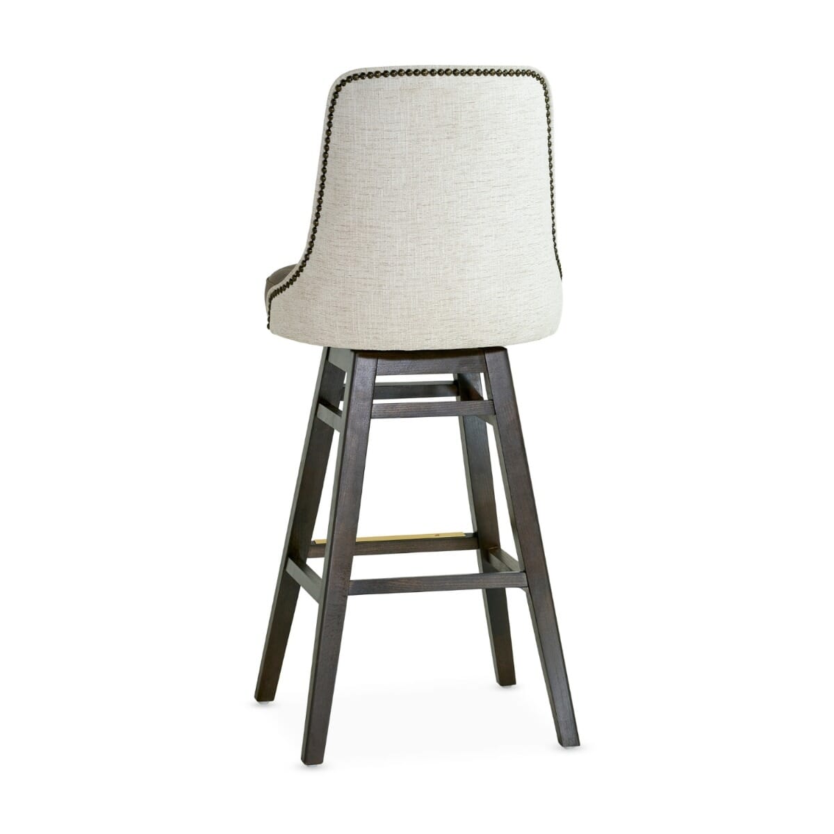 Finn Wood Commercial Bar Stool with Upholstered Seat and Nailhead Trim