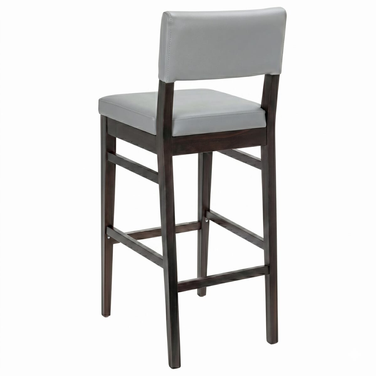 Espresso Wood Commercial Bar Stool with Fully Upholstered Square Back
