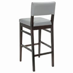 Espresso Wood Commercial Bar Stool with Fully Upholstered Square Back