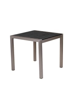Synthetic Teak Wood Slats Table in Black