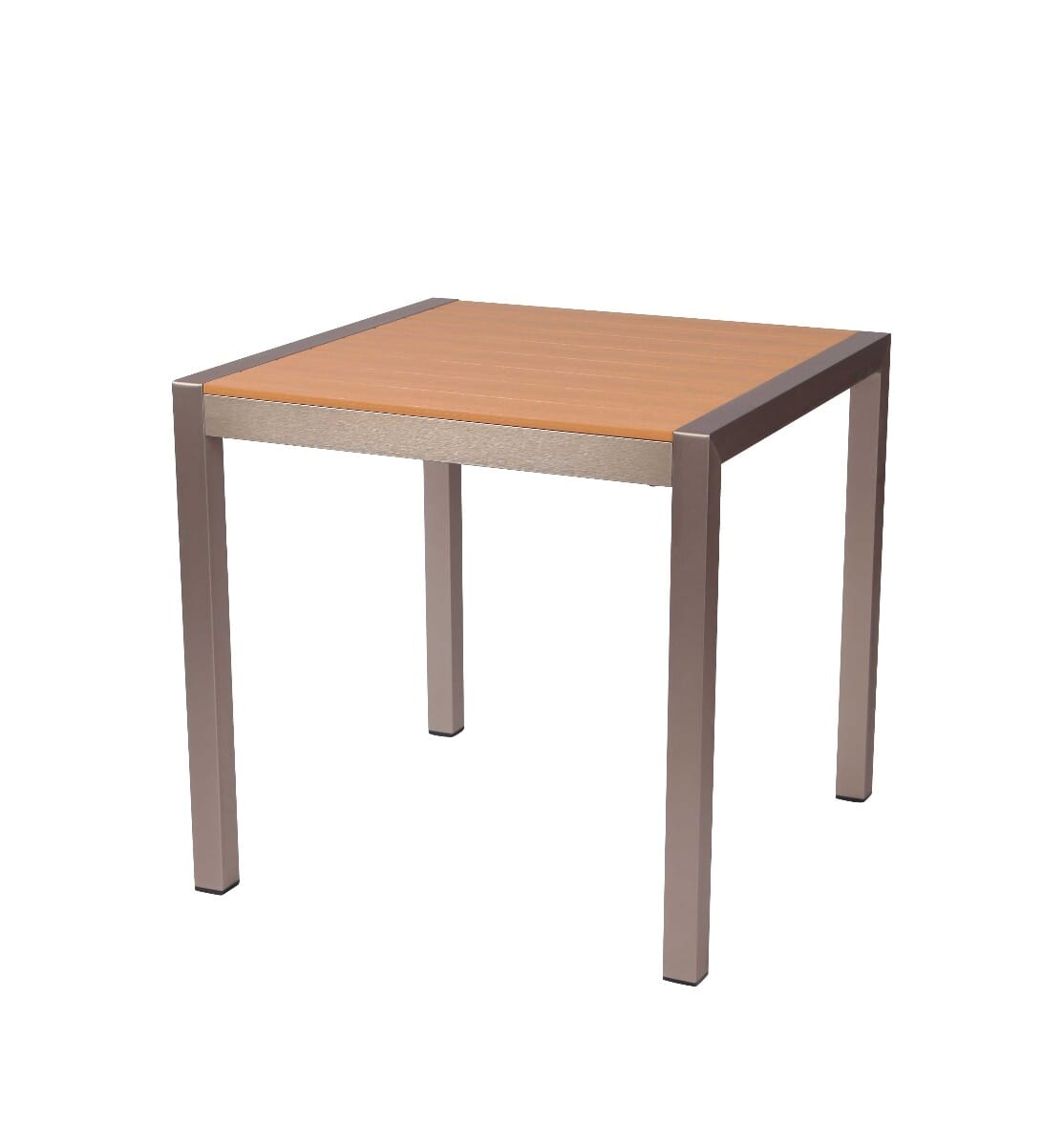 Synthetic Teak Wood Slats Table in Tan