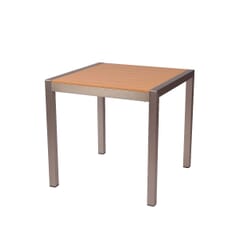 Synthetic Teak Wood Slats Table in Tan