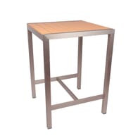 Synthetic Teak Wood Slats Table in Tan