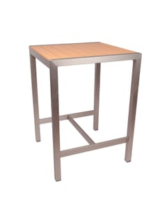 Tan Teaks & Aluminum Frame Table and Benches
