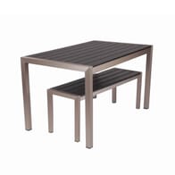 Synthetic Teak Wood Slats Table in Black