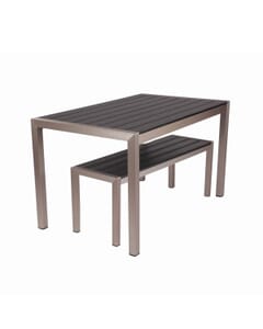 Synthetic Teak Wood Slats Table in Black (52
